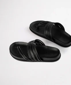 Tony Bianco Lamana Black Nappa 1.5cm Sandals Shoes