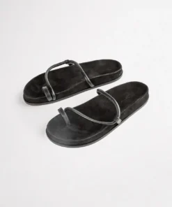 Tony Bianco Lexia Black Nappa 1.5cm Sandals Shoes