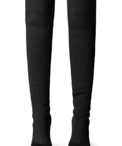 Tony Bianco Lucca Black Sock Knit 10.3cm Long Boots