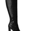 Tony Bianco Lucille Black Croc 10.3cm Calf Boots