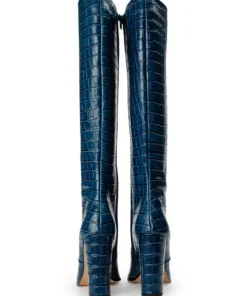 Tony Bianco Lucille Blue Croc 10.3cm Calf Boots
