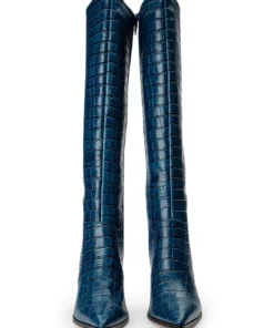 Tony Bianco Lucille Blue Croc 10.3cm Calf Boots