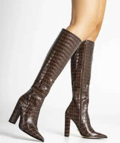 Tony Bianco Lucille Choc Croc 10.3cm Calf Boots