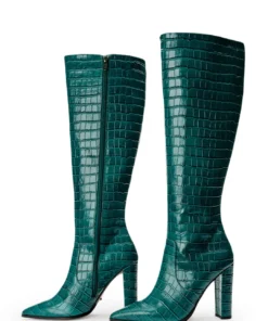 Tony Bianco Lucille Green Croc 10.3cm Calf Boots Shoes 10 Tony Bianco Lucille Green Croc 10.3cm Calf Boots Shoes