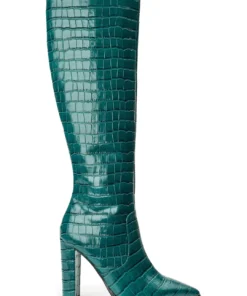 Tony Bianco Lucille Green Croc 10.3cm Calf Boots Shoes