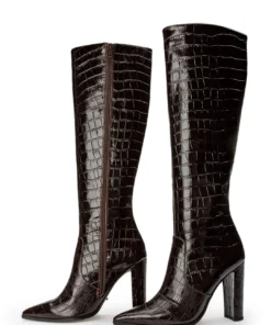 Tony Bianco Shoes Lucille Mocha Croc 10.3cm Calf Boots 10 Tony Bianco Shoes Lucille Mocha Croc 10.3cm Calf Boots