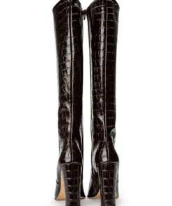 Tony Bianco Shoes Lucille Mocha Croc 10.3cm Calf Boots 11 Tony Bianco Shoes Lucille Mocha Croc 10.3cm Calf Boots