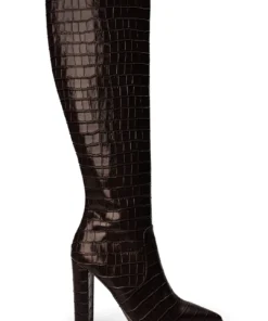 Tony Bianco Shoes Lucille Mocha Croc 10.3cm Calf Boots