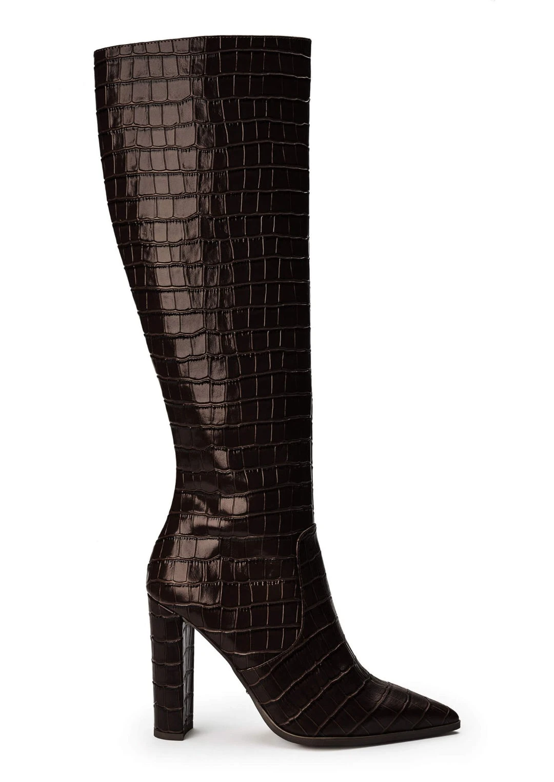 Tony Bianco Shoes Lucille Mocha Croc 10.3cm Calf Boots 3 Tony Bianco Shoes Lucille Mocha Croc 10.3cm Calf Boots