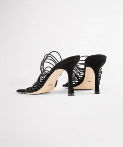 Tony Bianco Lynx Black Elastic 9.5cm Heels
