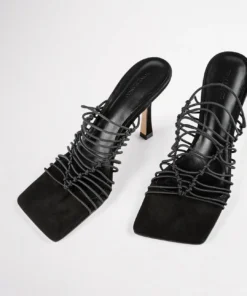 Tony Bianco Lynx Black Elastic 9.5cm Heels