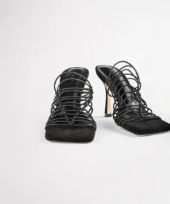 Tony Bianco Lynx Black Elastic 9.5cm Heels