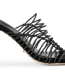 Tony Bianco Lynx Black Elastic 9.5cm Heels