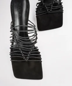 Tony Bianco Lynx Black Elastic 9.5cm Heels