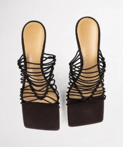 Tony Bianco Lynx Choc Elastic 9.5cm Heels Shoes 14 Tony Bianco Lynx Choc Elastic 9.5cm Heels Shoes