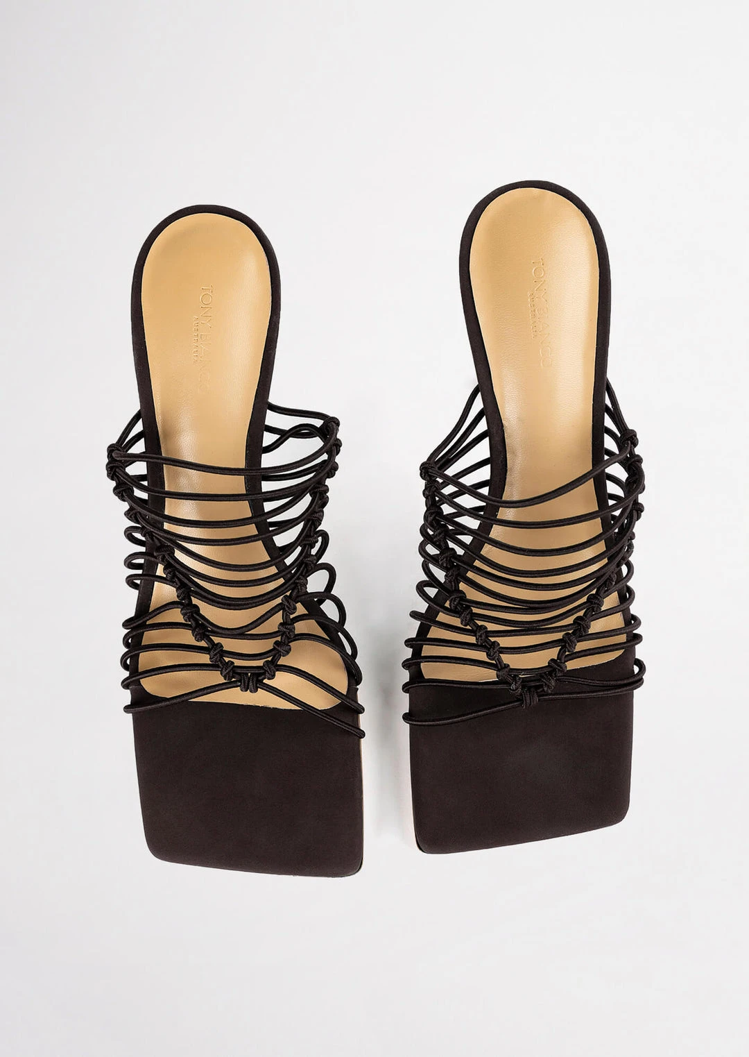 Tony Bianco Lynx Choc Elastic 9.5cm Heels Shoes 8 Tony Bianco Lynx Choc Elastic 9.5cm Heels Shoes