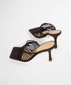 Tony Bianco Lynx Choc Elastic 9.5cm Heels Shoes 11 Tony Bianco Lynx Choc Elastic 9.5cm Heels Shoes