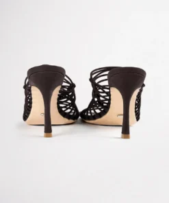 Tony Bianco Lynx Choc Elastic 9.5cm Heels Shoes 15 Tony Bianco Lynx Choc Elastic 9.5cm Heels Shoes