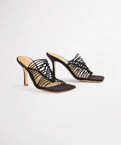 Tony Bianco Lynx Choc Elastic 9.5cm Heels Shoes 12 Tony Bianco Lynx Choc Elastic 9.5cm Heels Shoes