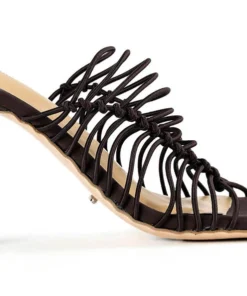 Tony Bianco Lynx Choc Elastic 9.5cm Heels Shoes