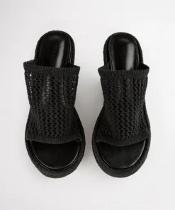 Tony Bianco Matrix Black Waffle 11.5cm Wedges