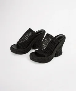 Tony Bianco Matrix Black Waffle 11.5cm Wedges