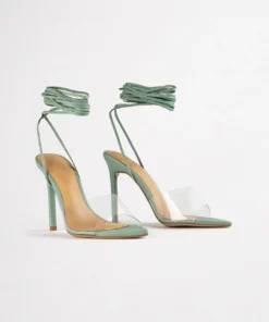 Tony Bianco Mistique Clear Vinylite/Mint Nappa 10.5cm Heels