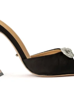 Tony Bianco Montana Black Satin 10.5cm Heels