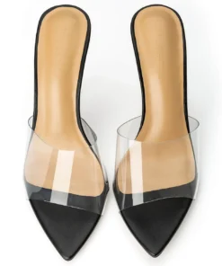 Tony Bianco Best Sellers Mylo Clear Vinylite/Black 10.5cm Heels