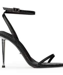 Tony Bianco Myra Black Snake 10.5cm Heels