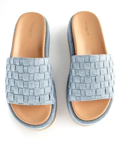 Tony Bianco Shoes Rio Steel Denim Weave 6cm Sandals