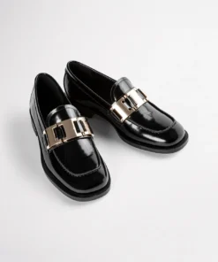 Tony Bianco Ruiz Black Hi Shine 2.5cm Flats