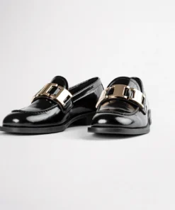 Tony Bianco Ruiz Black Hi Shine 2.5cm Flats