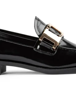 Tony Bianco Ruiz Black Hi Shine 2.5cm Flats