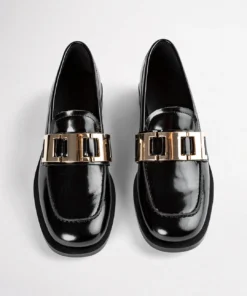 Tony Bianco Ruiz Black Hi Shine 2.5cm Flats