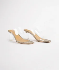 Tony Bianco Sabelle Clear Vinylite/Linen 6.5cm Heels