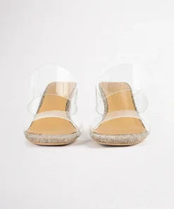 Tony Bianco Sabelle Clear Vinylite/Linen 6.5cm Heels