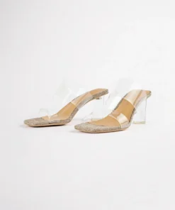 Tony Bianco Sabelle Clear Vinylite/Linen 6.5cm Heels