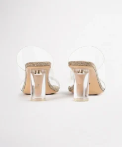 Tony Bianco Sabelle Clear Vinylite/Linen 6.5cm Heels