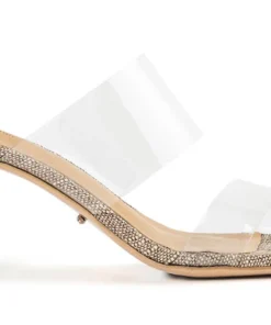 Tony Bianco Sabelle Clear Vinylite/Linen 6.5cm Heels