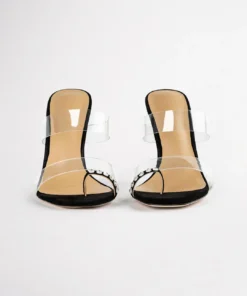 Tony Bianco Saffron Clear Vinylite/Black Suede 10.5cm Heels