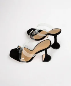 Tony Bianco Saffron Clear Vinylite/Black Suede 10.5cm Heels