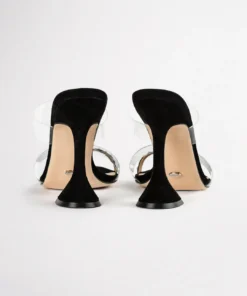 Tony Bianco Saffron Clear Vinylite/Black Suede 10.5cm Heels