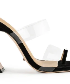 Tony Bianco Saffron Clear Vinylite/Black Suede 10.5cm Heels