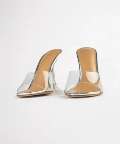 Tony Bianco Serri Clear Vinylite/Silver 10.5cm Heels Shoes