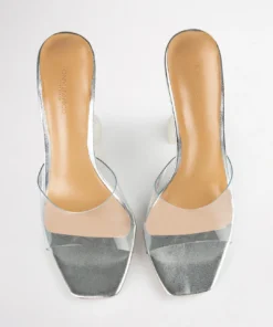 Tony Bianco Serri Clear Vinylite/Silver 10.5cm Heels Shoes