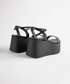 Tony Bianco Shoes Tiah Black Nappa 9.5cm Wedges