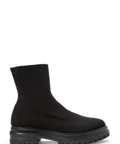 Tony Bianco Weston Black Sock Knit 4.5cm Ankle Boots