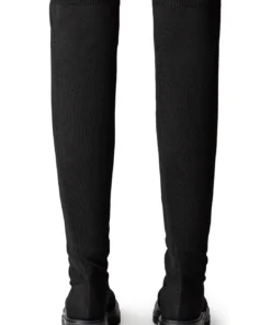 Tony Bianco Winter Black Sock Knit 4.5cm Long Boots