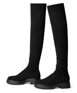 Tony Bianco Winter Black Sock Knit 4.5cm Long Boots
